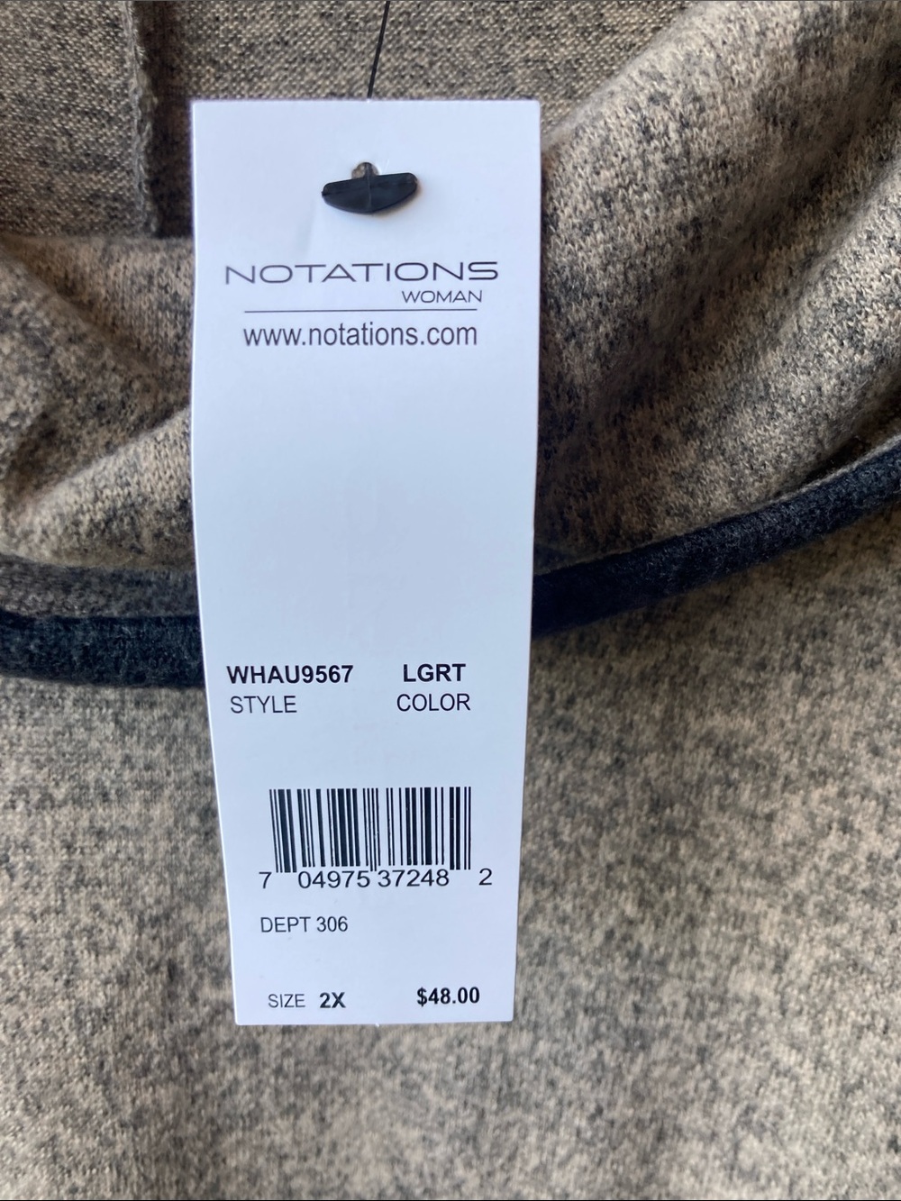 NY Collection heathers tan gray top 2X casual business casual office neutral - Picture 14 of 17